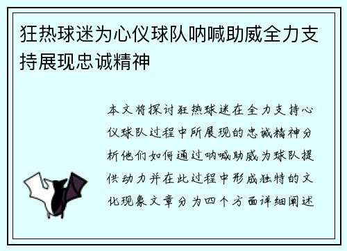 狂热球迷为心仪球队呐喊助威全力支持展现忠诚精神